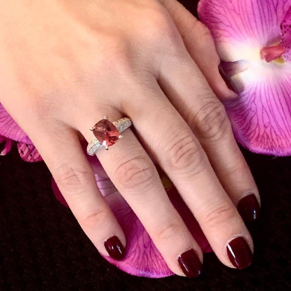 Diamond Tourmaline Rubellite Ring 6.75 14k Gold 4.10 TCW Certified $4,600 911206